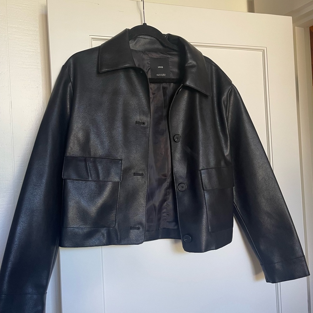 Mango Classic Black Leather Jacket